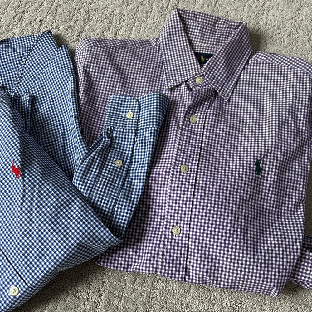 Ralph Lauren Gingham Button-Down Shirt Pair - Blue and Purple - Picture 4 of 4